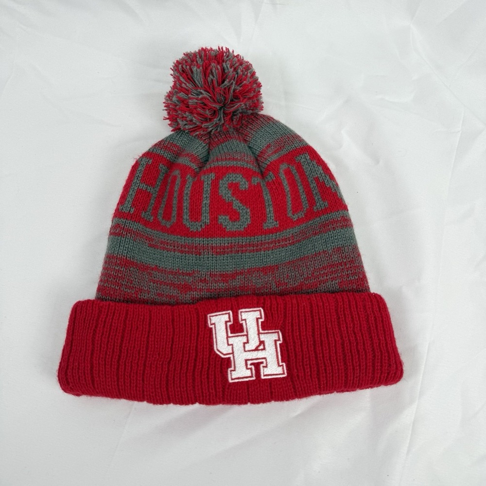 Houston Cougars NCAA Winter‎ Cuffed Pom Knit Skull Cap Red / Gray OSFM